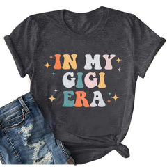 Grandma Shirt Women My Gigi Shirt Gigi T-Shirt Blessed Grandma Tee Grandma Life Short Sleeve Tops Grey