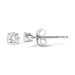 14K White Gold 3/4 Cttw Round Brilliant-Cut Near Colorless Diamond Classic 4-Prong Stud Earrings (H-I Color, SI1-SI2 Clarity)