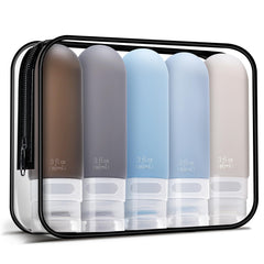 3oz Travel Bottles for ToiletriesSilicone Leak Proof Squeezable Travel ContainersTSA Approved Travel Essentials Bag for Shampoo Conditioner5 PackBlack Pack