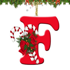 26 Letter Ornaments Christmas Tree Decoration Personalized Christmas Letter Christmas Tree Hanging Pendant Xmas Alphabet Letters for Christmas Tree DIY Craft Christmas Ornaments (F)
