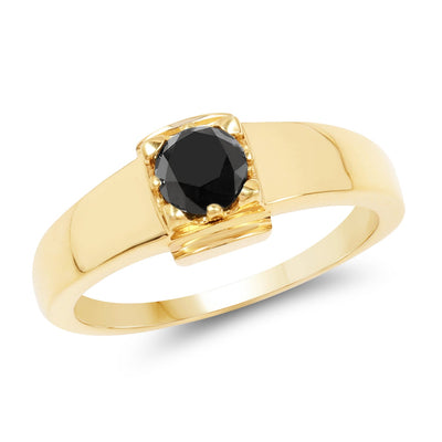 0.50 Carat Genuine Black Diamond .925 Sterling Silver Ring