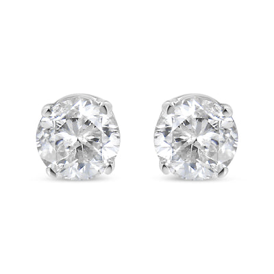 14K White Gold 3/4 Cttw Round Brilliant-Cut Near Colorless Diamond Classic 4-Prong Stud Earrings (H-I Color, SI1-SI2 Clarity)