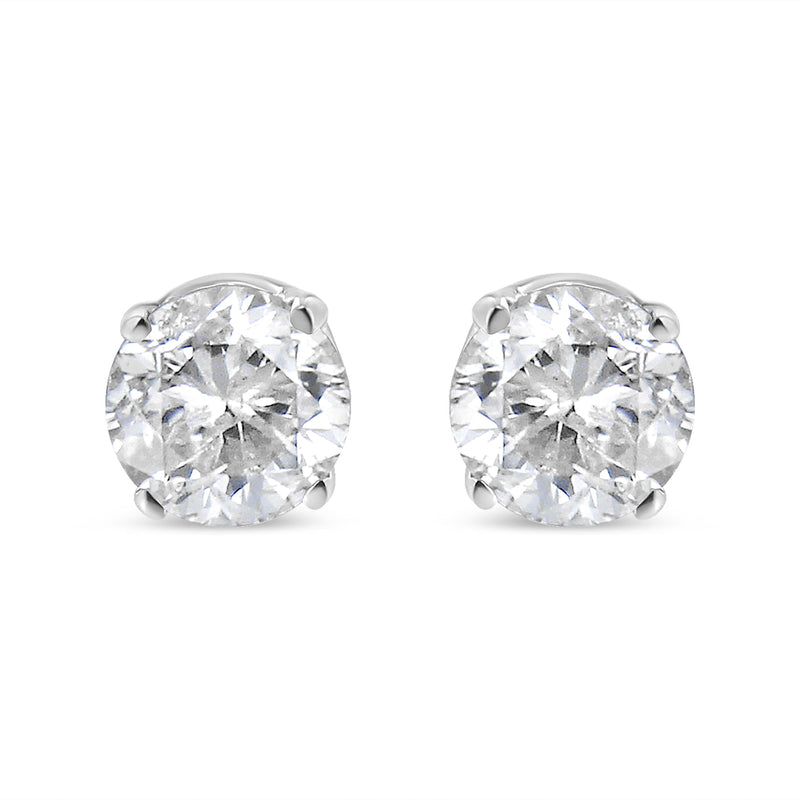 14K White Gold 3/4 Cttw Round Brilliant-Cut Near Colorless Diamond Classic 4-Prong Stud Earrings (H-I Color, SI1-SI2 Clarity)