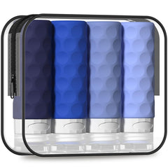 Silevoler Travel Bottles for Toiletries 4pcs Tsa Approved 3oz Travel Size Containers BPA Free Leak Proof Premium Silicone Bottles Refillable Liquid Squeezable Accessories W/Toiletry Bag (Blue)