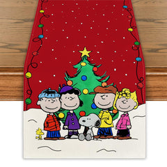 Christmas Table Runner Christmas Table Cover White Dog New Year Winter Xmas Decor Red Christmas Decorations for Home Party
