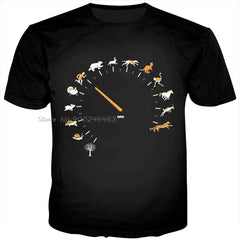 3D Printed Funny Animal Black T-Shirt for Men
