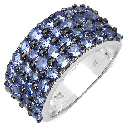 3.08 Carat Genuine Tanzanite .925 Sterling Silver Ring