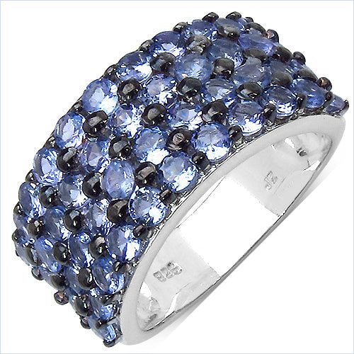 3.08 Carat Genuine Tanzanite .925 Sterling Silver Ring