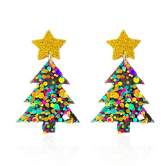 GBAHFY Sequin Christmas Tree Earrings for Women Acrylic Christmas Holiday Earrings Christmas Gifts (Circular Sequin)