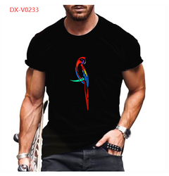3D Printed Funny Animal Black T-Shirt for Men