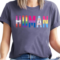 Pride Shirts Women Human Rainbow Tee Shirt LGBT T-Shirt LGBTQ Equality Short SleeveTops