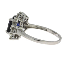 Created Sapphire Moissanite Ring Sterling Silver