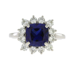 Created Sapphire Moissanite Ring Sterling Silver
