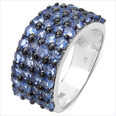3.08 Carat Genuine Tanzanite .925 Sterling Silver Ring